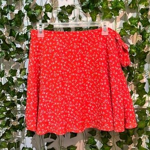 Forever 21 Red Floral Wrap Skirt
